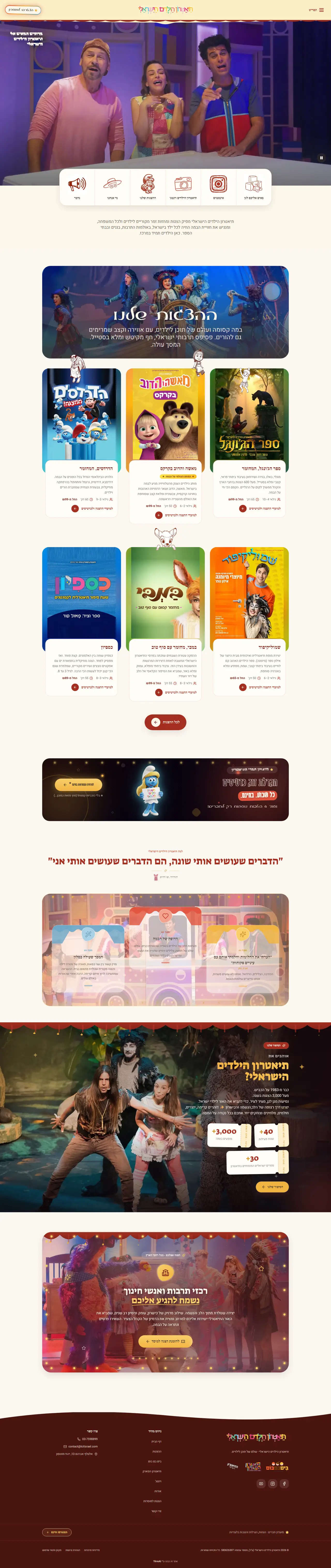 אתר תיאטרון הילדים הישראלי, מעמוד הבית ועד תחתית הדף